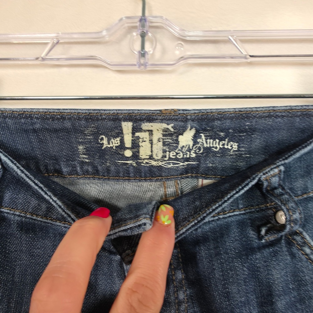 !iT Jeans Bermuda Shorts Womens 29 Dark Blue Y2K Coastal Minimalist - Picture 9 of 13